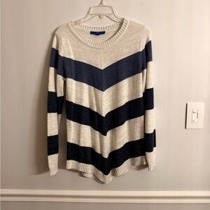Apt. 9 Chevron Navy and Cream Crewneck Sweater